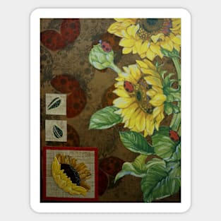 Sunflowers and ladybugs Sticker